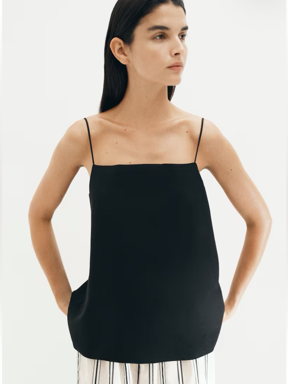 H&M Black Square-Neck Spaghetti Strap Cami